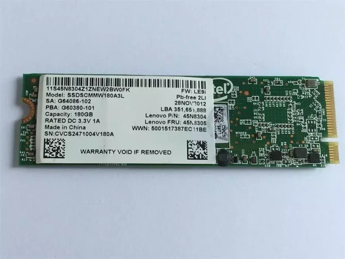 Lenovo X1 Carbon 1st Gen Intel 180GB NVMe M.2 Solid State Drive SSDSCMMW180A3L