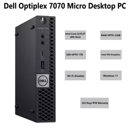 Dell OptiPlex 7070 Micro PC Core i7 8th Gen 32GB RAM 1TB SSD Wi-Fi Windows 11
