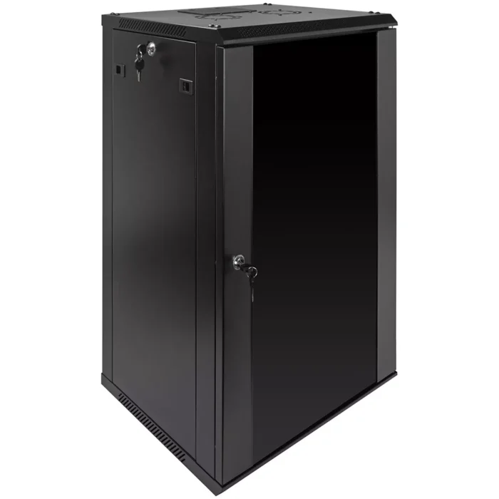 18U Wall Mount Network Server Data Cabinet Enclosure Rack Glass Door Lock w/ Fan