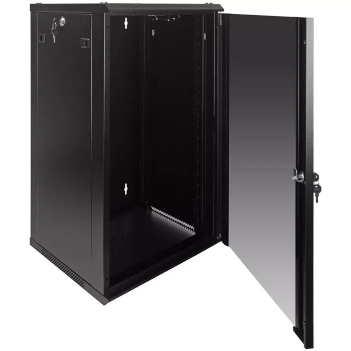 18U Wall Mount Network Server Data Cabinet Enclosure Rack Glass Door Lock w/ Fan