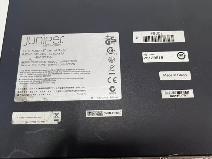 Juniper MX80-48T-AC Router With 48x Fixed 1GE RJ-45 & 4x 10G XFP Ports & Dual PS