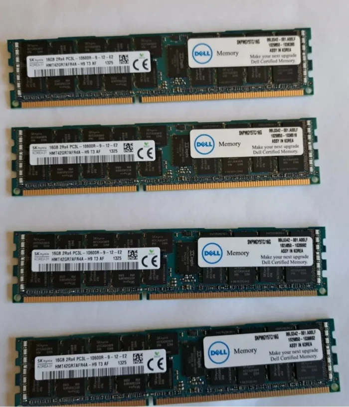SKhynix (4 x 16GB) 64GB SERVER RAM PC3L-10600R HMT42GR7MFR4A DELL SNPMGY5TC/16G